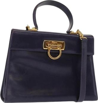 Ferragamo Pre-owned Handbags, female, Purple, Size: ONE SIZE Pre-owned Leather Handbag