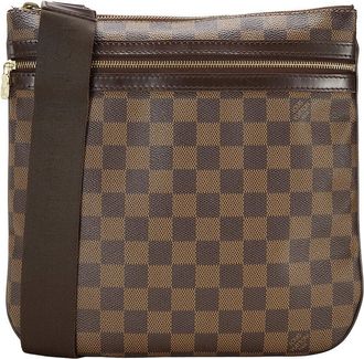 Louis Vuitton Brown Damier Ebene & Leather Pochette Bosphore (Authentic Pre-Loved)