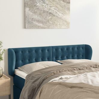 vidaXL Cabecero De Terciopelo Azul Oscuro 147x23x78/88 Cm Vidaxl
