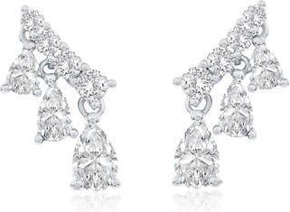 Suzy Levian Cubic Zirconia Ear Crawlers in White at Nordstrom Rack