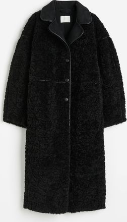 H&M Mantel aus Teddyfleece - Schwarz