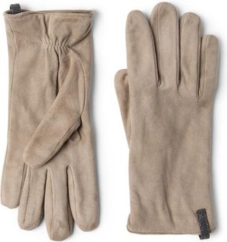 Brunello Cucinelli Suede gloves in Beige at Nordstrom, Size Small