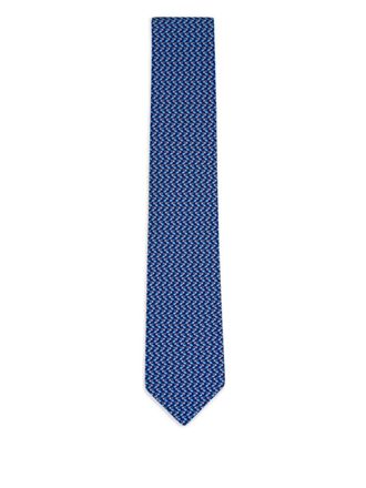 Ferragamo patterned tie - men - Silk - One Size - Blue