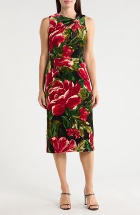 Julia Jordan Asymmetrical Neck Sheath Dress in Black Multi at Nordstrom Rack, Size 10