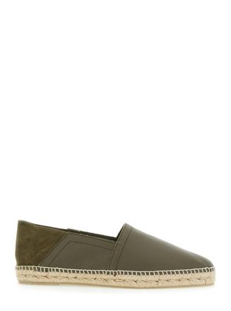 Castaner Polo Green Espadrillas With Braided Raphia Sole In Leather Man