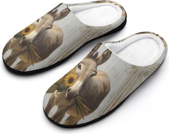 Generic Funny Donkey Sunflower Nice Ass Funny Womens Cotton Slippers Shoes Novelty Soft Non-Slip Sole Home Shoe