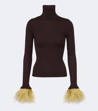 La DoubleJ Top in cashmere e seta con piume