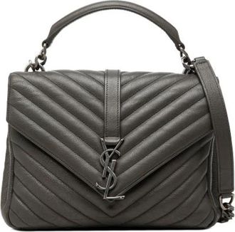 Saint Laurent Pre-owned College Satchel - Dames - Vintage Schoudertas - Grijs - ONE Size - Leer - Vintage