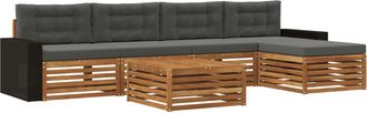vidaXL Conjunto De Sof&aacute;s De Exterior 6 Uds. Natural Y Antracita Vidaxl