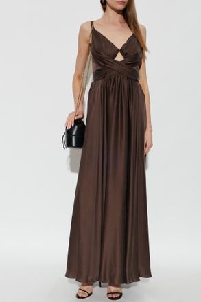 Zimmermann Silk Dress With Draping, Womens, Brown