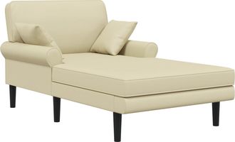 vidaXL Chaise Longue Crema Cuero Sint&eacute;tico Vidaxl