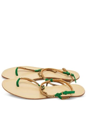 Gucci chain-detail sandals - women - Metal/Calf Suede/Calf Leather/Calf Suede/Calf Leather/Rubber - 37.5 - Gold