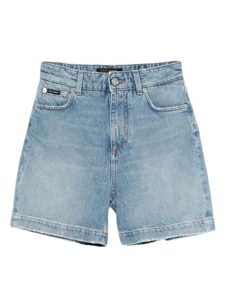 Dolce & Gabbana logo-plaque shorts - women - Cotton - 42 - Blue