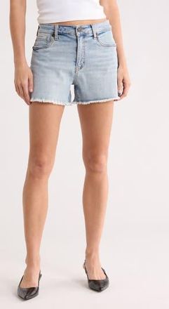 Kut from the Kloth Kat Frayed Hem High Waist Denim Shorts in Fig W/med Base at Nordstrom Rack, Size 10