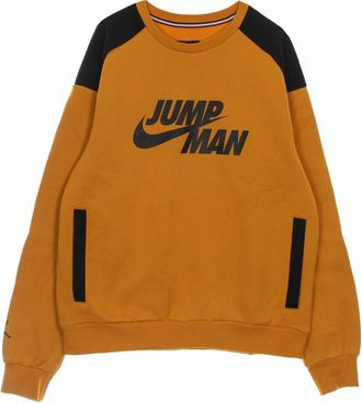 Nike Jordan Sweatshirt met ronde hals en ribdetails - Heren - Sportshirts - Bruin - L - Katoen - Fitness