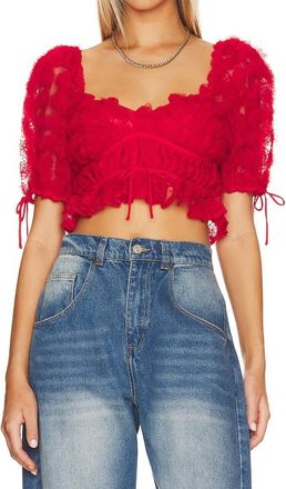 For Love & Lemons Hannah Crop Top In Red