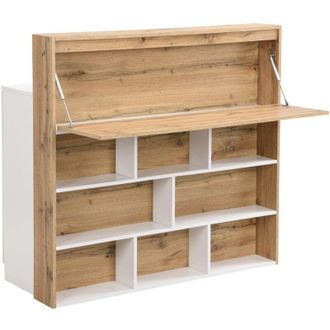 Vente-Unique Mobile da bar con 2 ante e 1 cassetto in mdf Bianco e Naturale - lamonia
