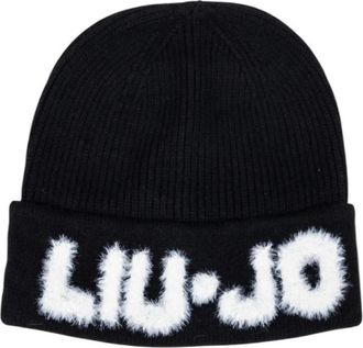 Liu Jo Beanies, female, Black, Size: ONE SIZE Printed Wool Womens Cap Fall/Winter
