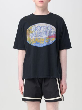 Rhude Mens Hotel De Graphic Tee - Black Cotton - Size Large