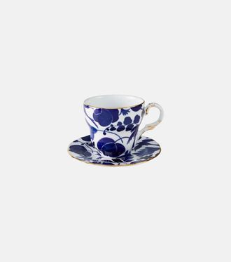 La DoubleJ Mama Wildbird Blu porcelain teacup and saucer set