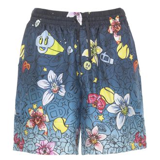 Casablanca Casual Shorts, male, Blue, Size: M Collage DIcones Graphiques Silk Shorts