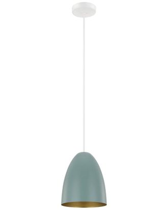 Eglo Eglo Sarabia 1 Light Mini Pendant With White Finish & Green & Gold Shade