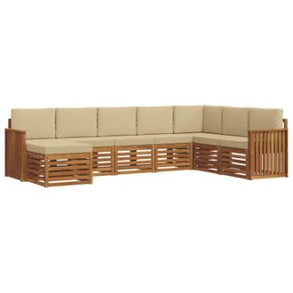 vidaXL Conjunto De Sof&aacute;s De Exterior Con Coj&iacute;n 8 Pcs Natural Y Beige Vidaxl