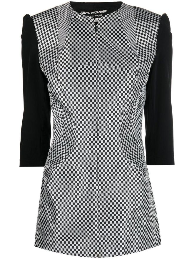 2000s checkerboard-print jacket - Black