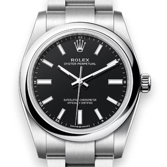Rolex Oyster Perpetual Automatic Chronometer Black Dial Ladies Watch M124200-0010