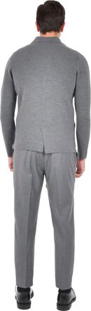Drumohr Mens Double-Breasted Blazer Gray Merino Wool Jacket