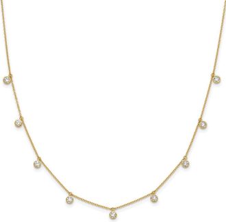 Diamond2Deal 14k Yellow Gold 1 1/6 Ct Lab Grown Diamond Nine Station Necklace 18 Clarity VS, Color D-E