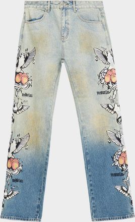 Who Decides War by Ev Bravado Mens Dove Embroidered Jeans
