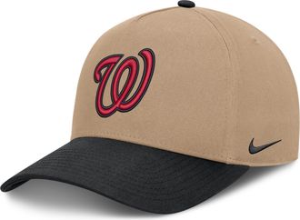 Nike Washington Nationals Rise Nike Mens MLB A-Frame Trucker Adjustable Hat in Brown | NB1D0A3UWTL-TZD