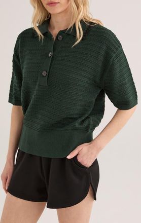 Varley Guilia Texture Polo in Pine Grove at Nordstrom, Size X-Small