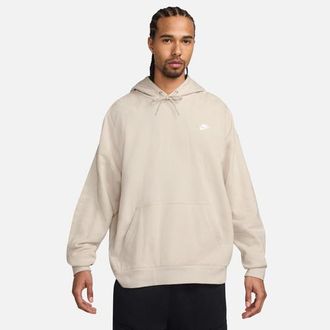 Nike Mens Club FT Oversized Pullover Hoodie - White/Light Orewood Brown Size XXL