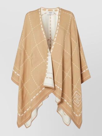 Fendi virgin wool checked poncho