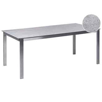Beliani Mesa De Comedor De Jard&iacute;n De 6 Plazas 180 X 90 Cm Tablero De Cristal Cer&aacute;mico Templado Estructura De Acero Inoxidable Gris Cosoleto
