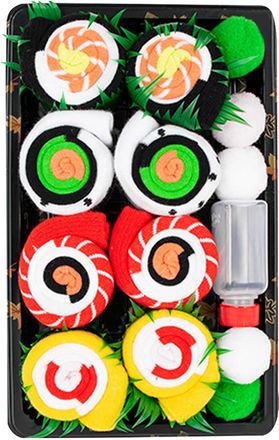 Generic Sushi Socks Gift Set - 5 Pairs of Colourful Food-Themed Cotton Socks for Men & Women | Mid-Calf Novelty Sock, Fun Christmas Stocking Fillers & Secret 