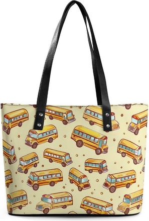 Generic School Bus Tote Bags for Women Cute Shoulder Purses Handbags