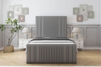 Sloomy Kingsley Dumfries Bed Frame With 50 Upholstered Headboard in Light Grey | Size: Small Single
