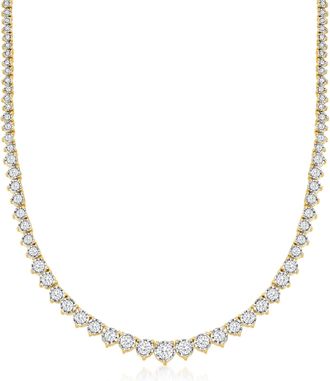 Ross-Simons Diamond Graduated Tennis Necklace in 18kt Gold Over Sterling