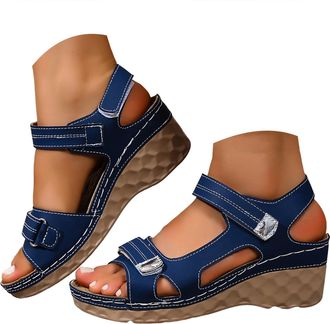 Generic Strappy Sandals for Women Dressy Summer 2026 Womens Open Toe Platform Orthopedic Sandal with Arch Support Casual Low Wedges Comfortable Walking Beach 