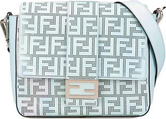 Fendi Pre-owned Cross Body Bags, female, Blue, Size: ONE SIZE Pre-owned Fendi Perforated Leather Crossbody