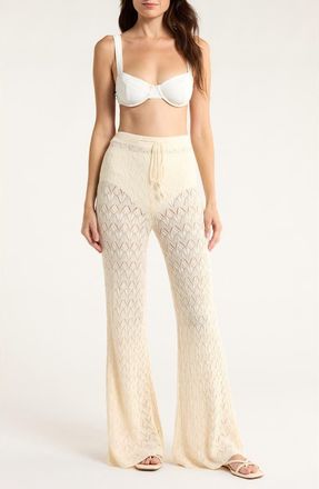 Elan Pointelle Cover-Up Sweater Pants in Natural at Nordstrom, Size X-Small