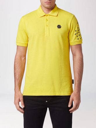 Philipp Plein Polo in cotone con stampa monogram Skull e logo Hexagon sul petto