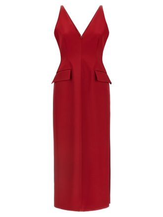 Sportmax Red Acetate Long Womens Dress