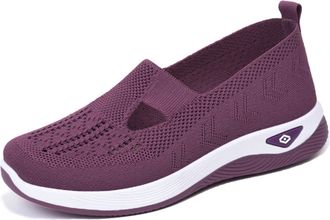 Generic Womens Slip-On Trainers | Wide Fit Breathable Mesh Walking Shoes | Comfort Arch Support Sneakers for UK Summer