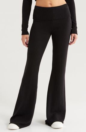 Florence By Mills Barre Foldover Wide Leg Pants in Black at Nordstrom, Size X-Large
