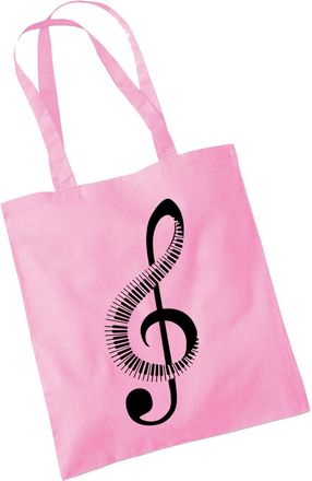 Bang Tidy Clothing Printed Tote Bag Slogan Womens Gift Idea 100% Cotton Piano Music Note Funny Beach Accessories Canvas Shoulder Bag - Pink