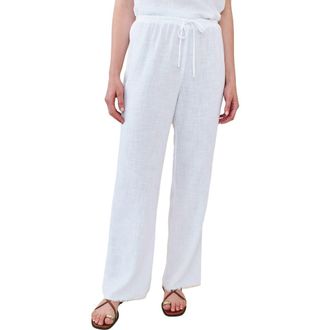 Bella Dahl Fray Hem Drawstring Beach Pants in White at Nordstrom, Size X-Small